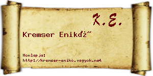Kremser Enikő névjegykártya
